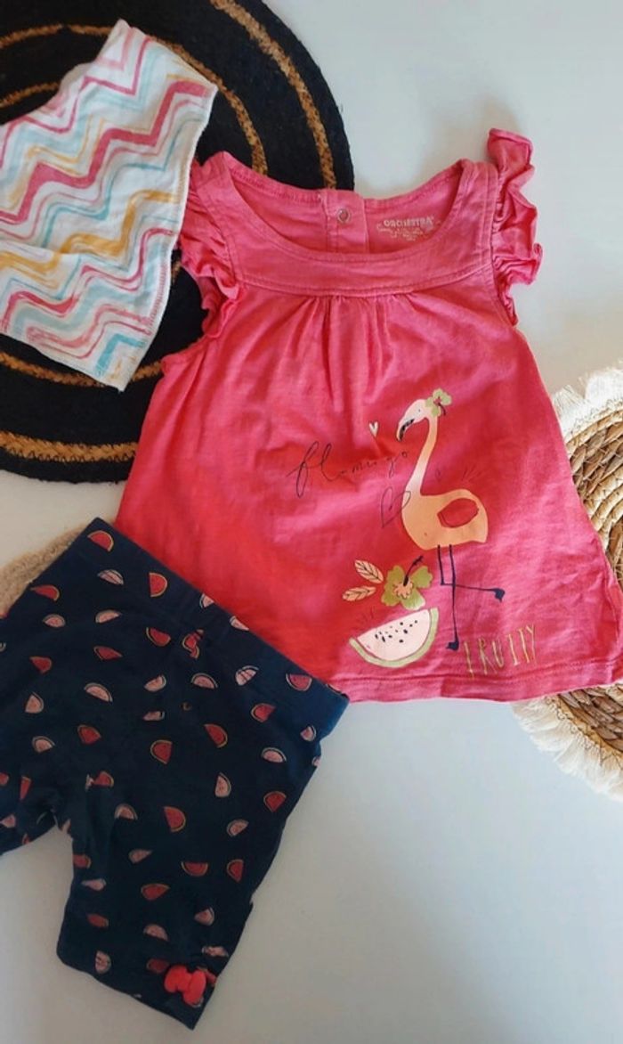 Ensemble bébé fille flamant rose animal pastèque débardeur pantacourt legging printemps été