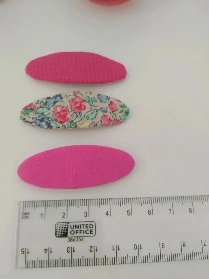 Ensemble de 3 barrettes tissus rose - photo numéro 3