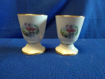 2 petits mazagrans en porcelaine Flamand Rose Vintage 