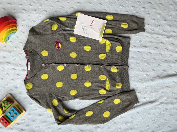 gilet léger gris à pois jaune avec poches 12 ans okaidi - photo numéro 2