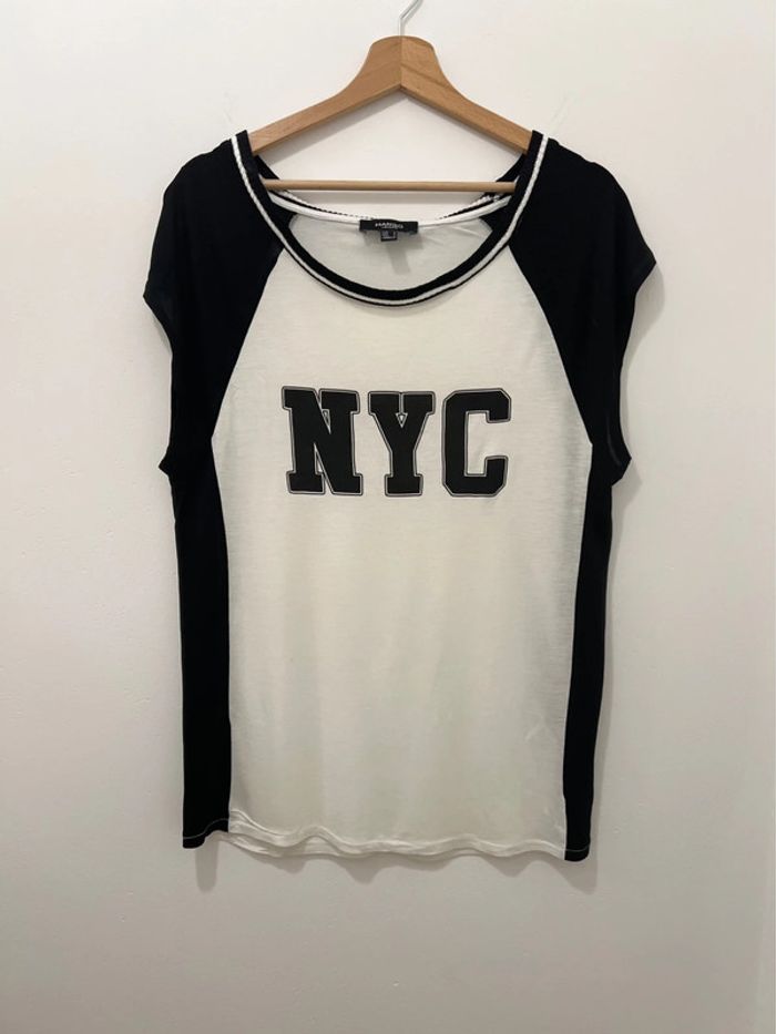 T-shirt Mango noir/blanc