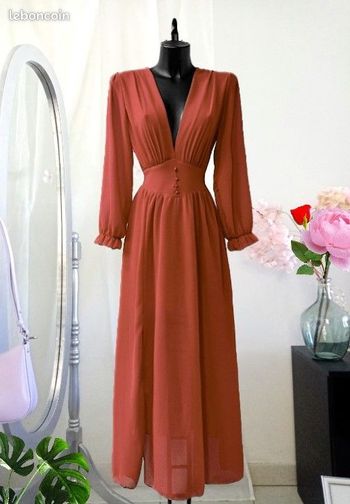 Robe longue terracotta