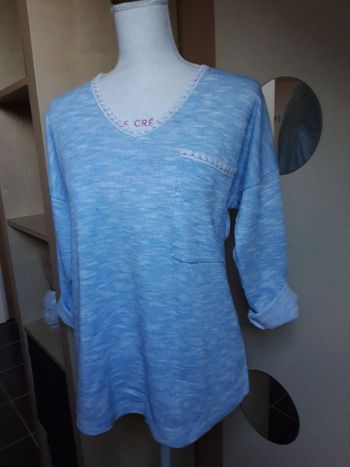 Pull fin bleu ciel chiné