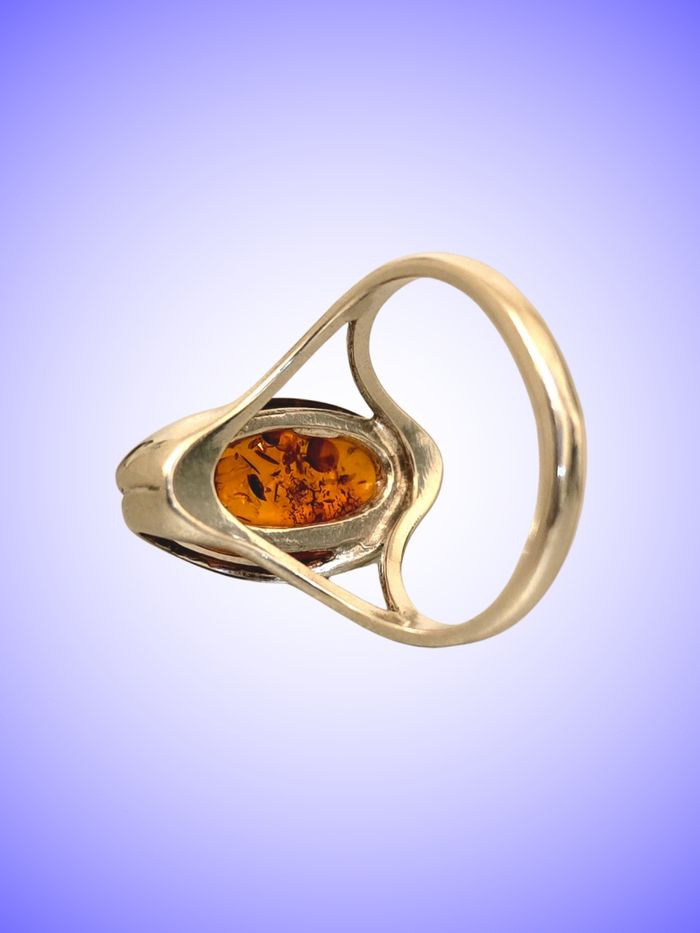 Bague Argent 925 Ambre Ovale Maty - photo numéro 2
