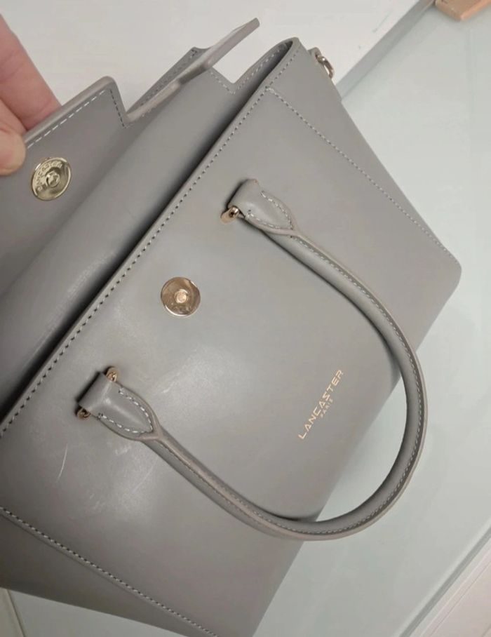 Lancaster sac à main sacoche porte document cabas bandoulière en cuir gris été neuf - photo numéro 11