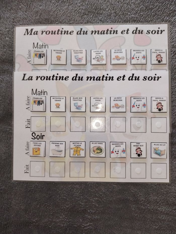 2 fiches plastifiées routine du matin et du soir - photo numéro 4