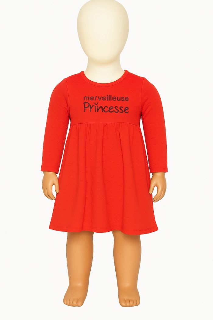 Robe rouge vif "Merveilleuse Princesse" pour fille 18 mois, parfait état !