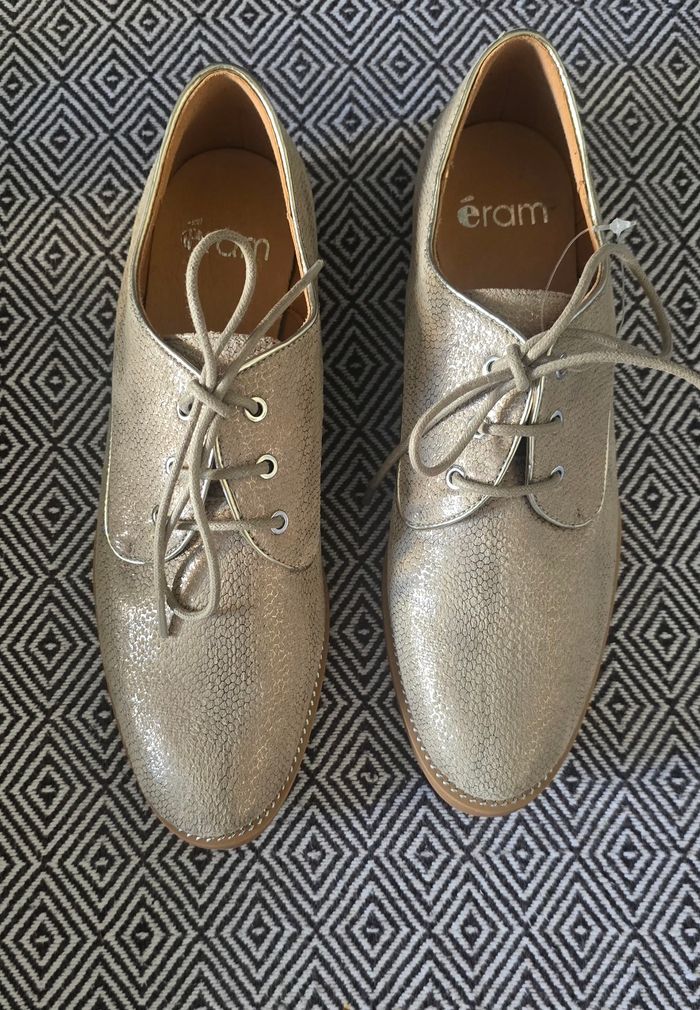 Derby Eram - Beige paillettes chic Taille 37 - photo numéro 3