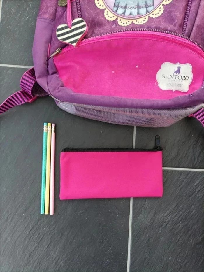 Joli cartable gorjuss santoro + trousse et crayons à papier pailletés - photo numéro 5