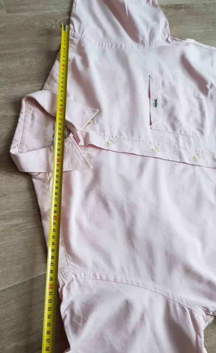 Chemise Lacoste manches courtes rose clair taille 41 - photo numéro 13