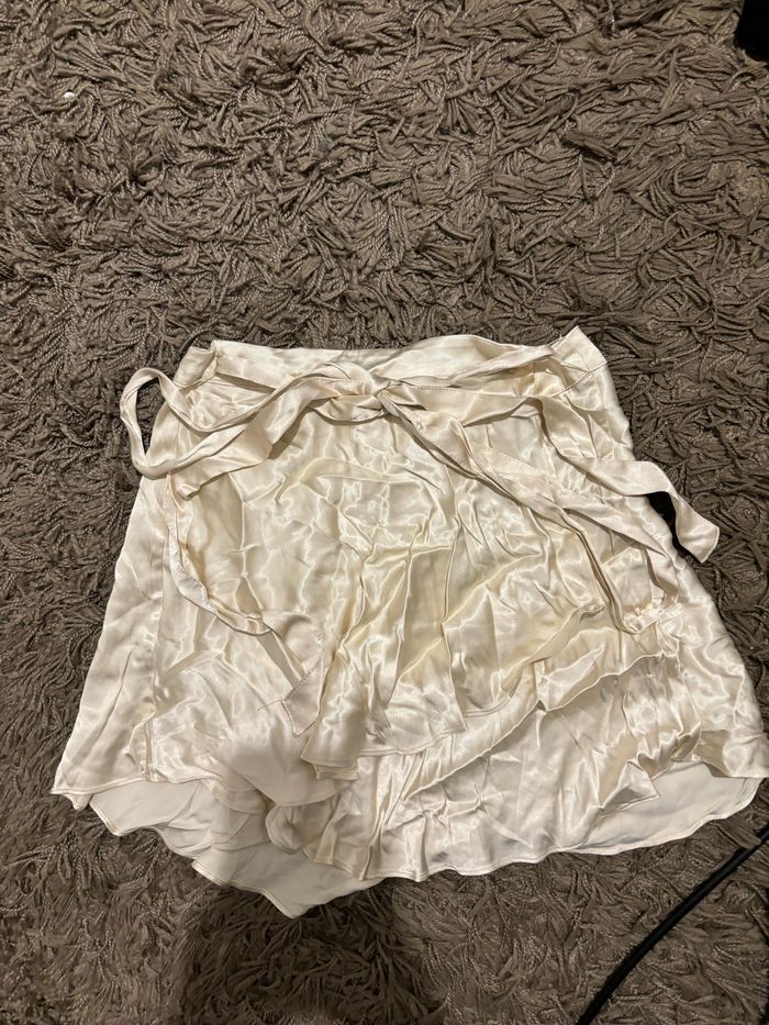 Jupe satin beige