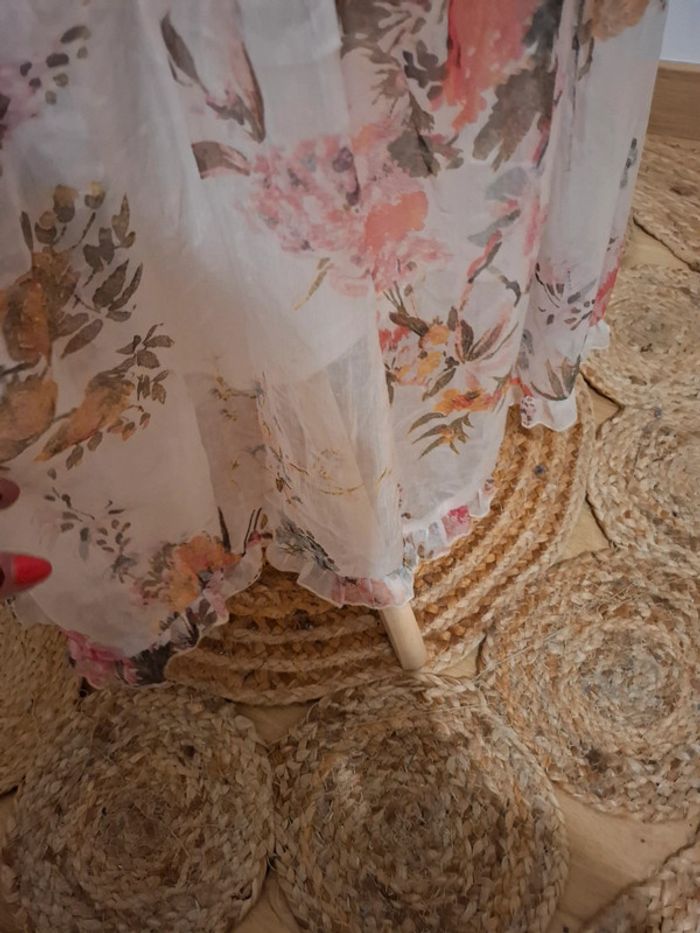 Robe longue rose pâle Fleurie volantée Golden Days taille S 36 - photo numéro 4