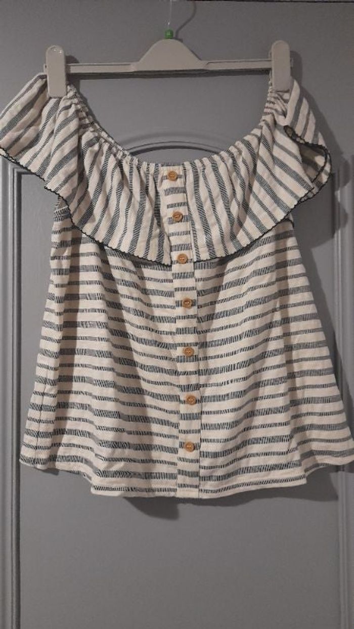 Tee-shirt décolleté boutonnée 2 couleurs