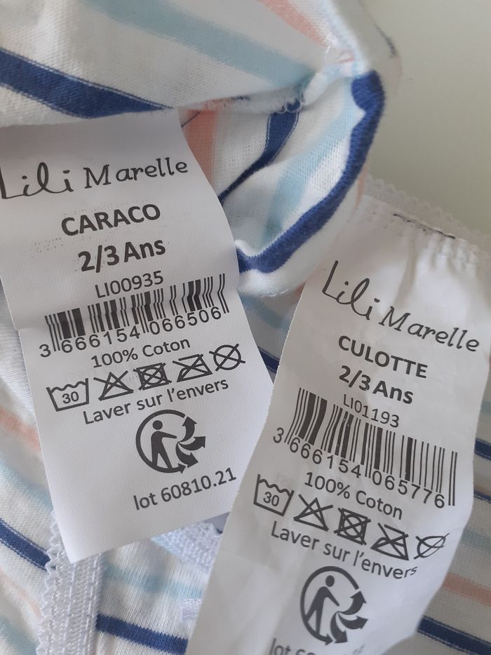 Caraco et sa culotte 2 3 ans neuf lili marelle - photo numéro 2
