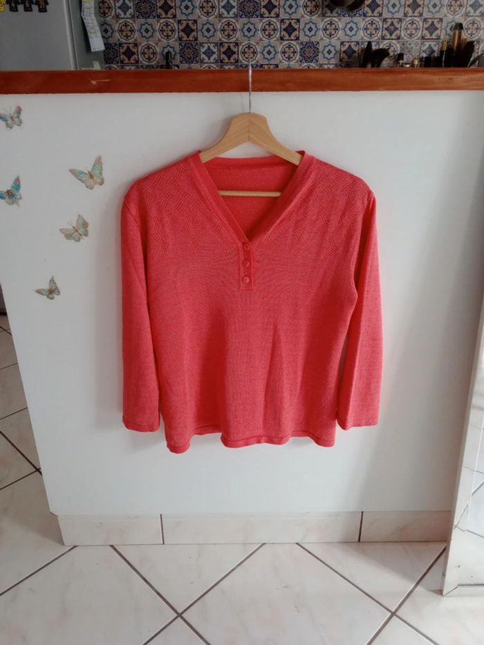 Pull femme 40 rose mailles fines c81 - photo numéro 9