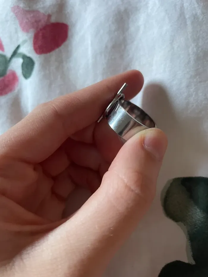 Bague en acier inoxydable argenté ajustable - photo numéro 3