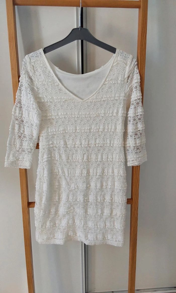 Robe shabby romantique dentelle doublée satin T 38 - photo numéro 6