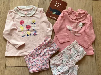 Ensemble tee-shirts ML à col +legging 12 mois fille Obaidi