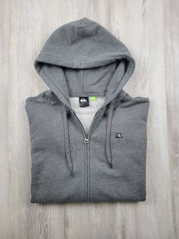 Sweat à capuche Quiksilver gris épais – Zippé – Taille S (taille grand)