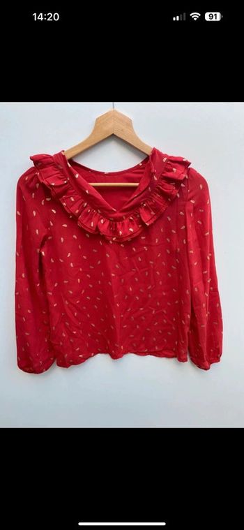 Chemisier manches longues rouge et doré