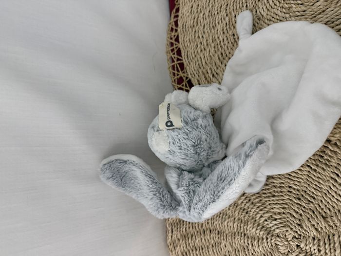 Prémaman Doudou plat en velours avec peluche lapin - photo numéro 5