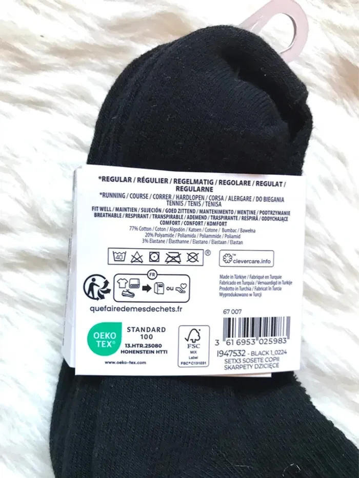 Lot de 3 paires de chaussettes noires de sport 27-30 neuves - photo numéro 5