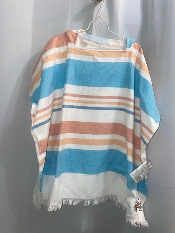Poncho peignoir éponge Mickey Disney 80x60 cm coton blanc rayures neuf - n97h