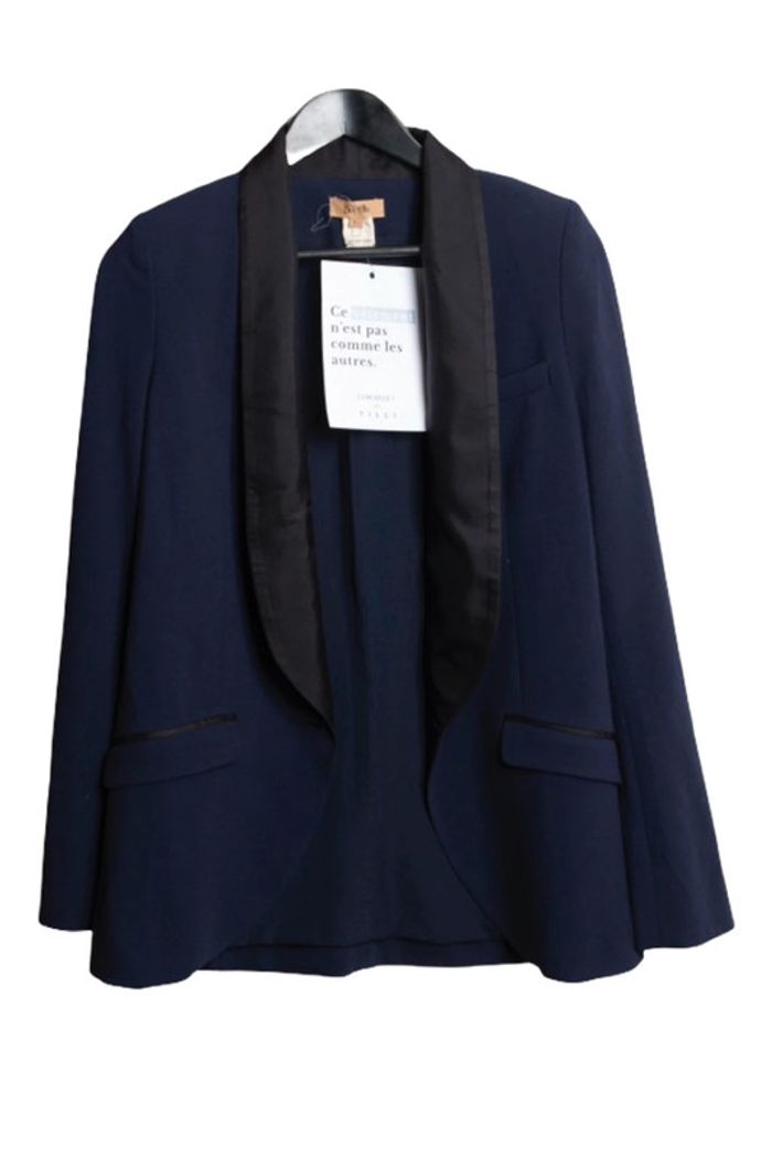 Veste blazer bleu marine Bel Air – Taille S – Pièce unique upcyclée par Tilli Paris - photo numéro 2