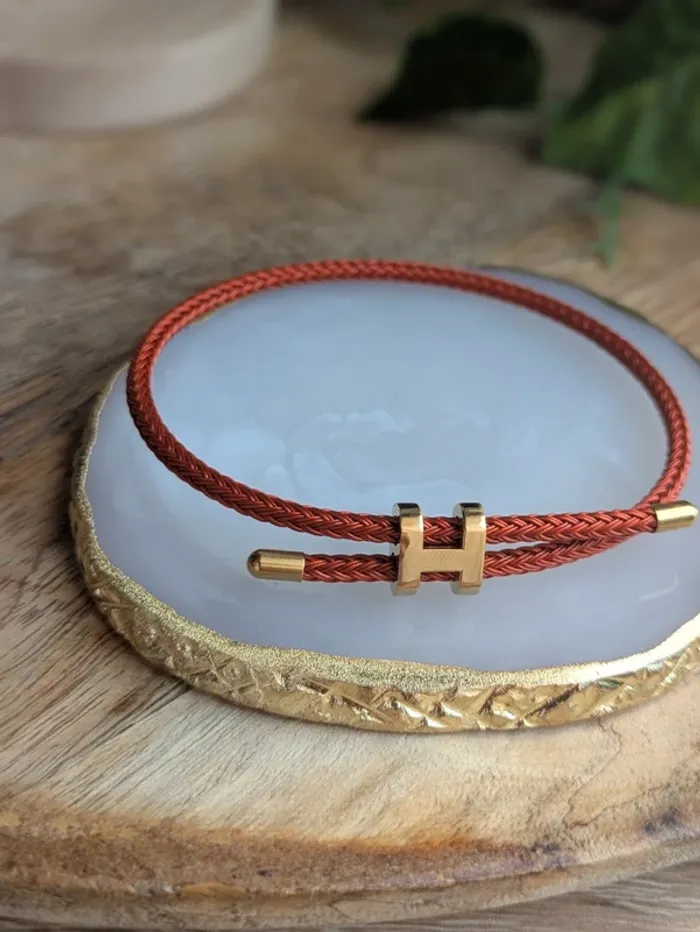 Bracelet H tendance marron brique - photo numéro 3