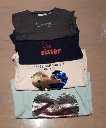 Lot de 4 t-shirts longues manches fille 104