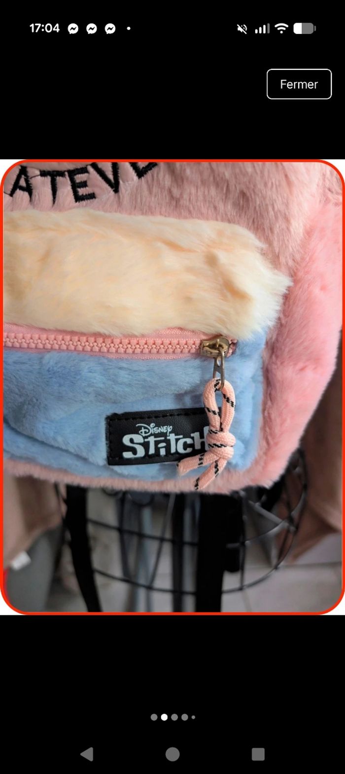 Petit sac à dos Stitch Disney - Peluche Rose - NEUF - photo numéro 2