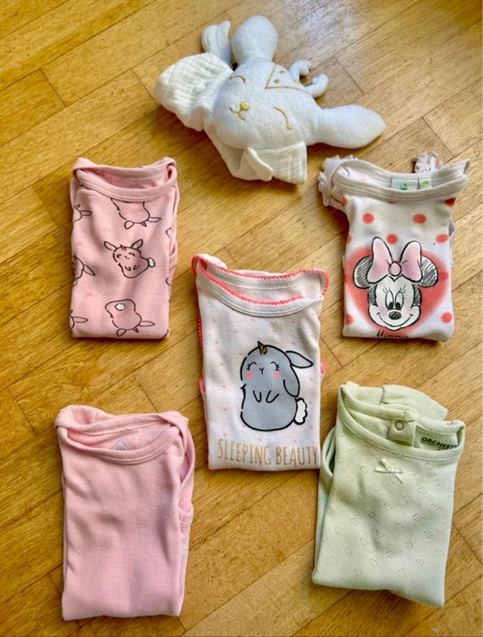 💖 lot de 5 bodies fille en 6 mois (Manches Courtes) - Disney, Tex, Orchestra - photo numéro 7