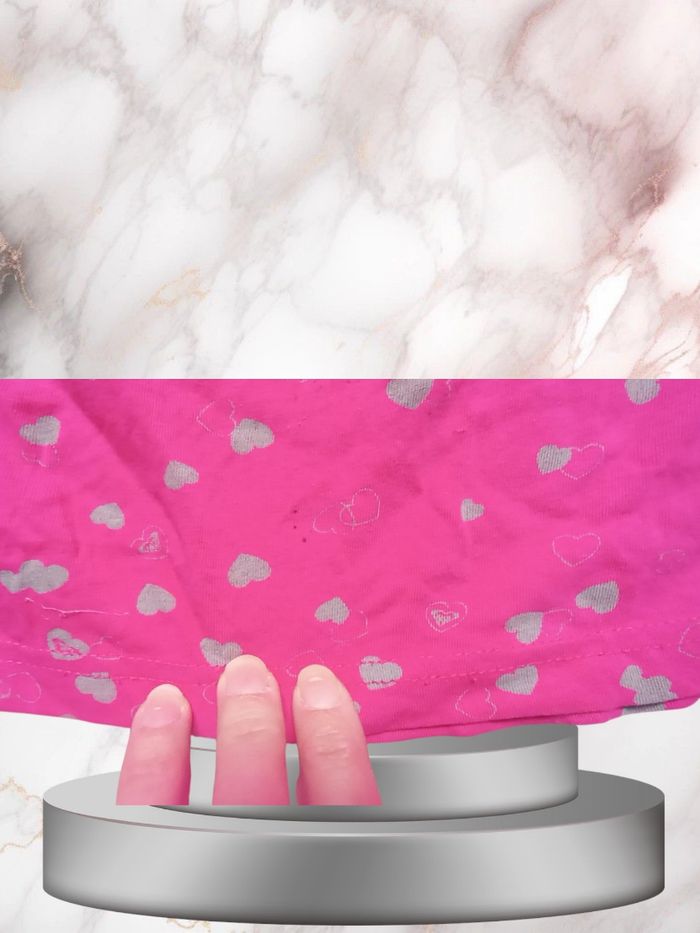 T-shirt Manches Longues Fushia à Petits Cœurs Gris taille 12 mois bébé fille - photo numéro 3