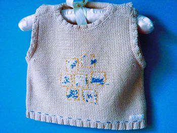 Pull sans manches bébé Garçon Kenzo 12 Mois lin beige bleu TBE maille tricot