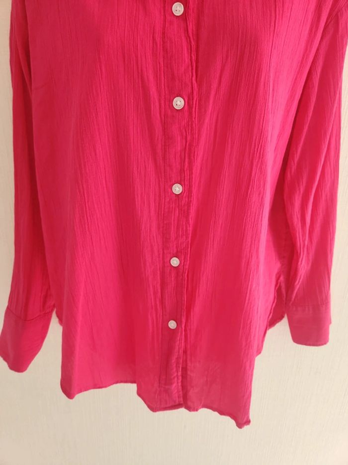 Chemise oversize effet gaze de coton rose framboise H&M XS - photo numéro 6