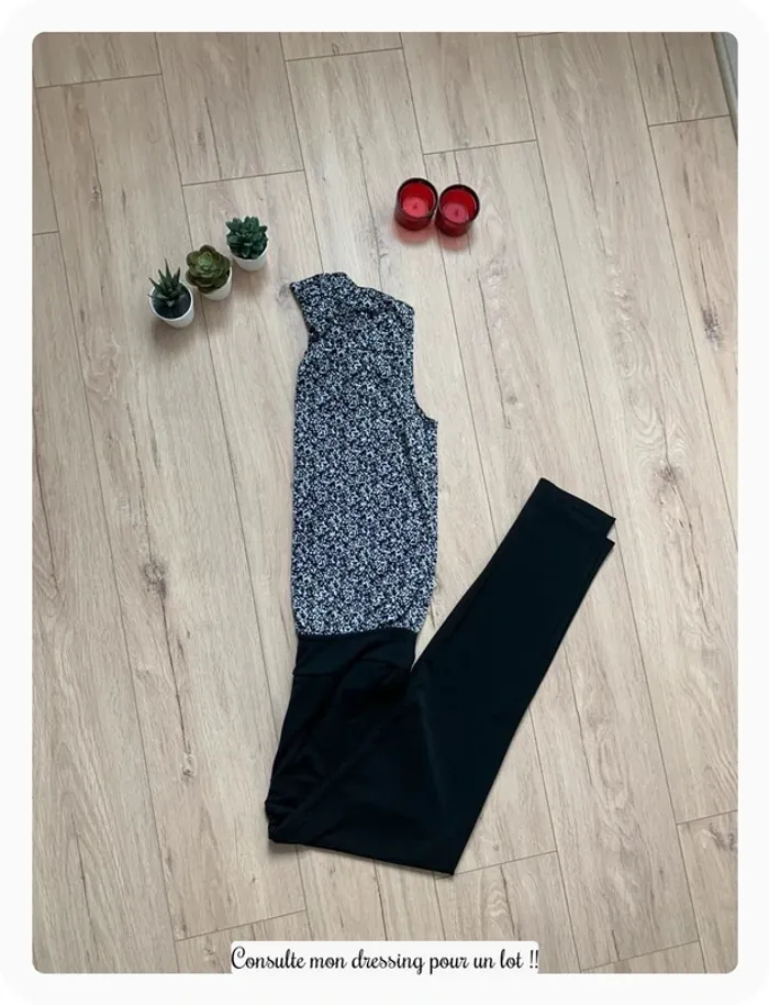 Combi pantalon noir et motif - photo numéro 3