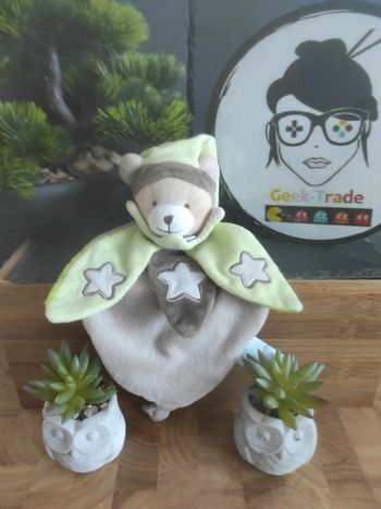 Ours Vert Baby Nat' Les Luminescents Étoile plat mouchoir BN043 #geektradedoudou