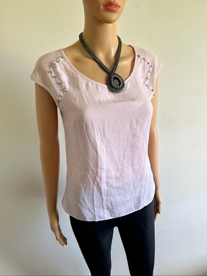 Blouse rose claire à manches courtes Morgan taille 36 TBE - photo numéro 2