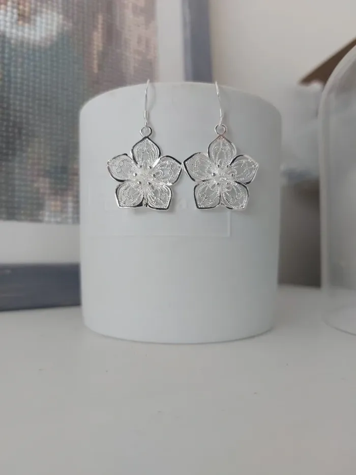 Boucles d'oreilles fleurs argent