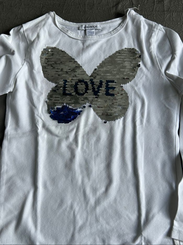 Lot de 5 t-shirts manches longues fille à motifs en sequins - photo numéro 8