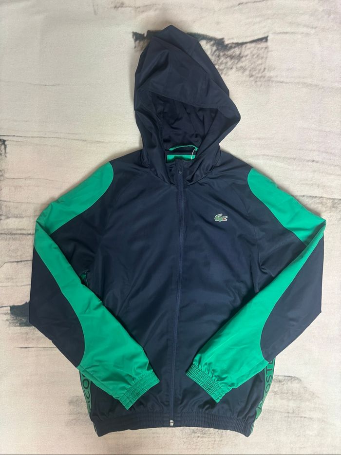 Veste survêtement Lacoste bleu marine et vert taille S/46 - photo numéro 3