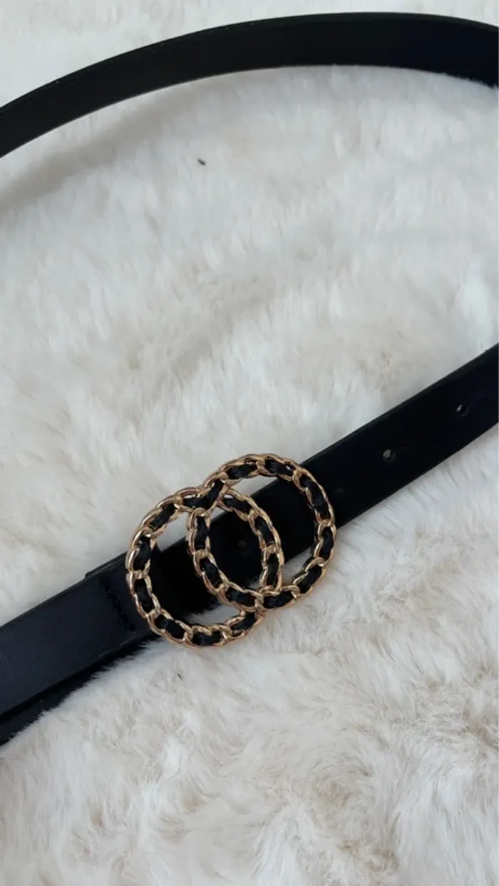 Ceinture noire et dorée double boucle - photo numéro 4
