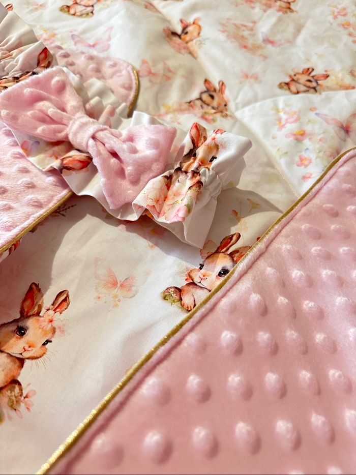 Couverture emmaillotage lapin bébé rose - photo numéro 3