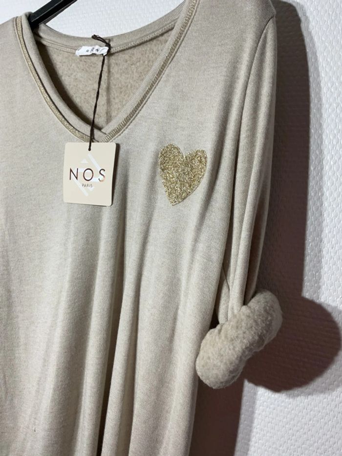Pull molletonné « coeur » femme taille unique (36-40)- nos- neuf avec étiquette - photo numéro 2