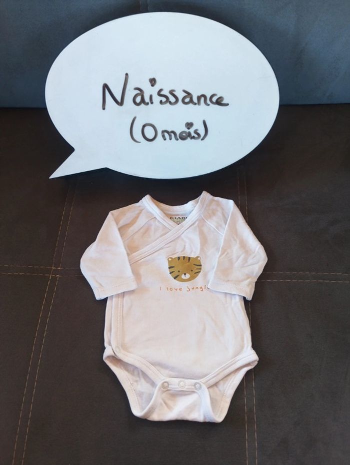 Body croisé manches longues Mixte 0 mois Naissance tigre love Jungle Kiabi Eco conception coton bio