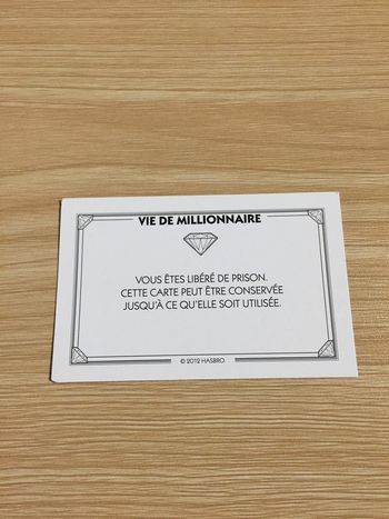 Carte vie de millionnaire Libéré de prison pièce détachée jeu de société Monopoly Millionnaire #A45