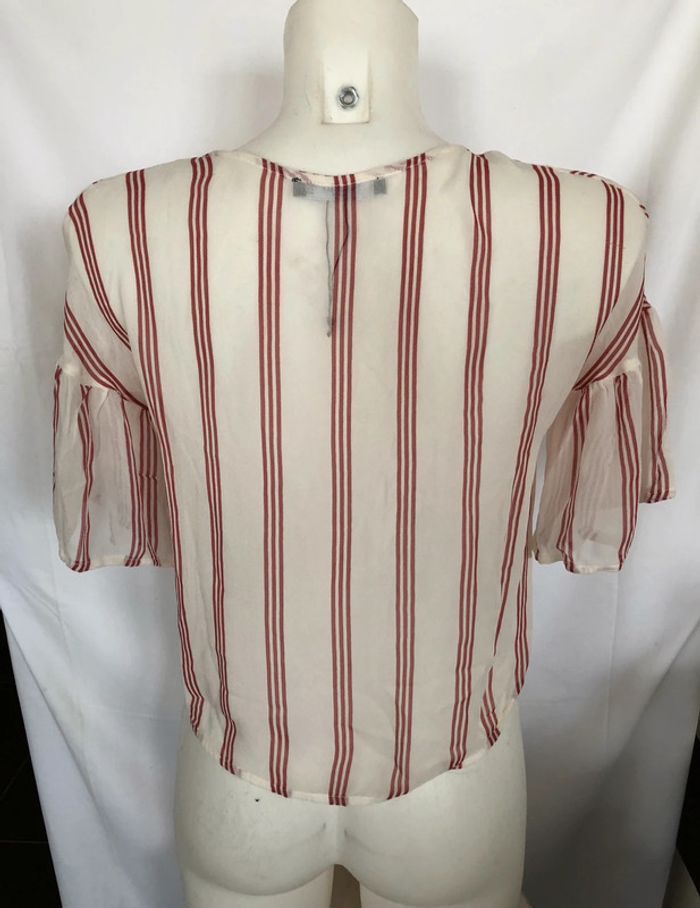 Haut Mango rayé blanc et rouge fluide taille XS / 34 ample très bon état - photo numéro 2