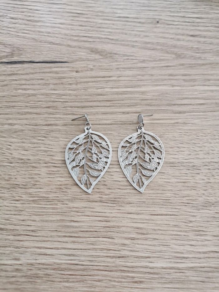 Boucles d'oreilles feuilles argent