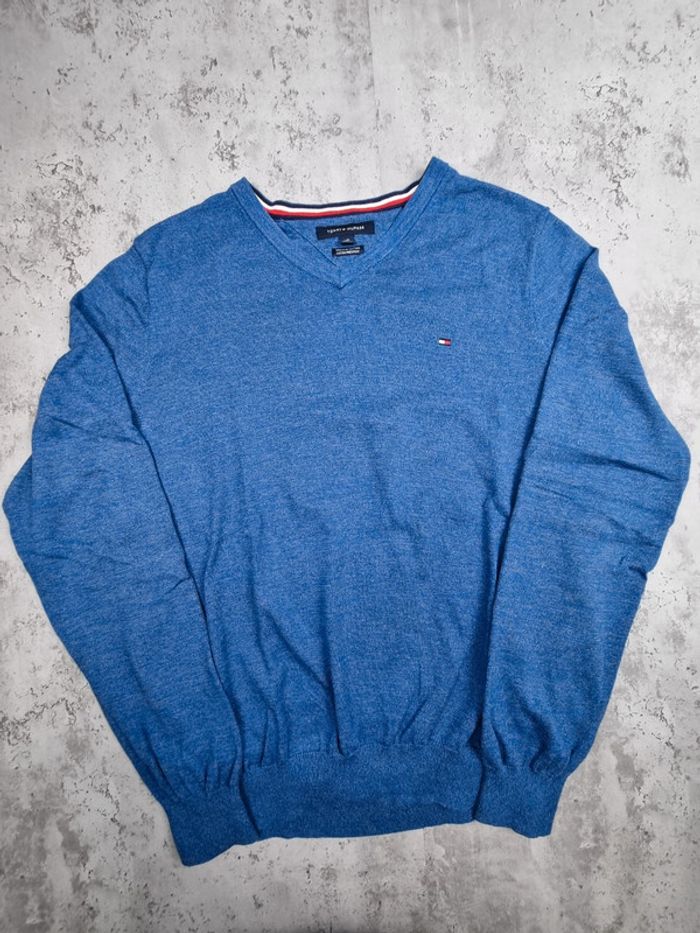 Pull col V Tommy Hilfiger bleu – Taille L Homme - photo numéro 3