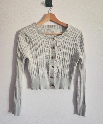 Gilet femme S Cache Cache – blanc – torsadé – court – bon état